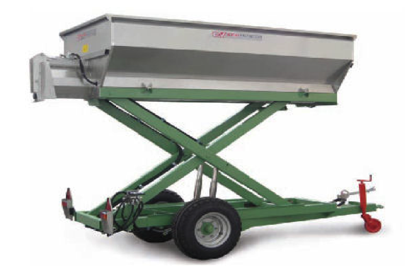 HARVESTING TRAILER with hydraulic lifting